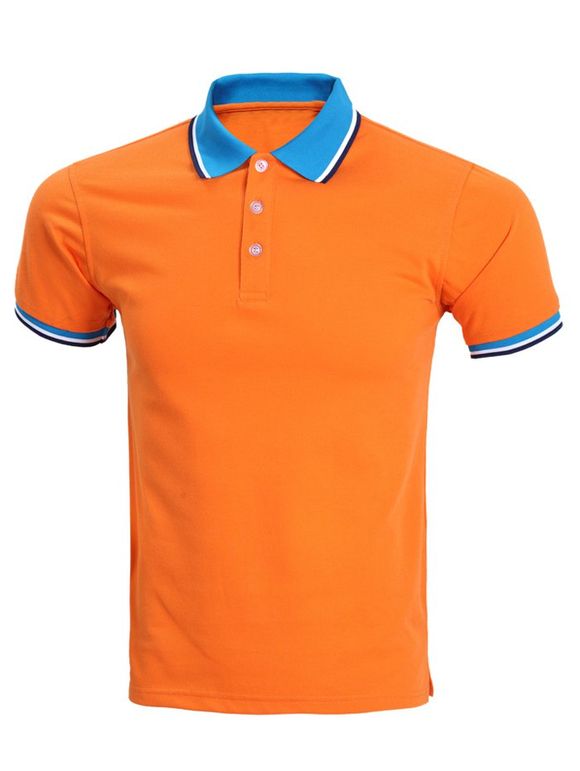 Classique Stripe Hem design manches courtes Polo pour les hommes - Orange M