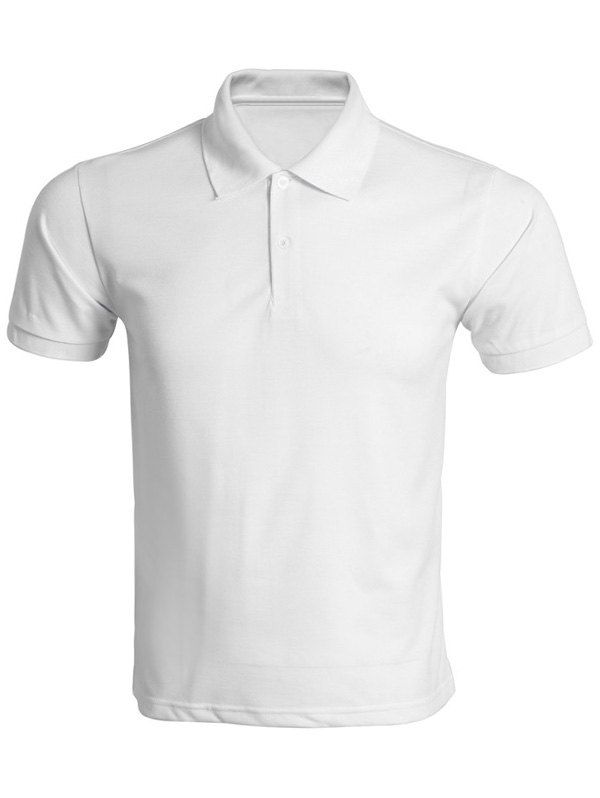 

Solid Color Turn-Down Collar Men's T-Shirt, White