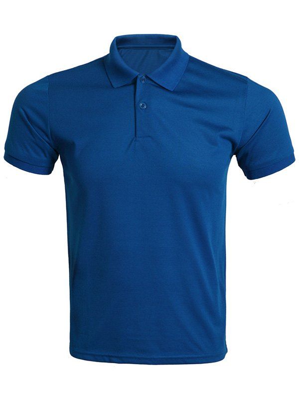 

Solid Color Turn-Down Collar Men' T-Shirt, Sapphire blue