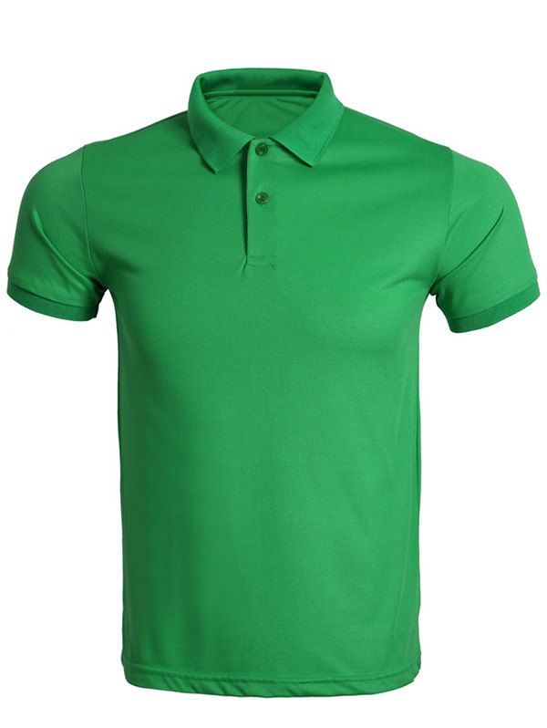 

Solid Color Turn-Down Collar Men's T-Shirt, Green