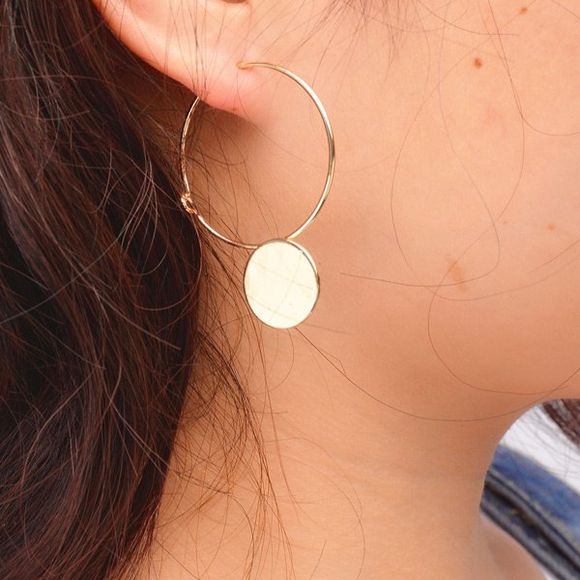 Pair of Style Brief Disc évider Cercle Boucles d'oreilles pour les femmes - d'or 