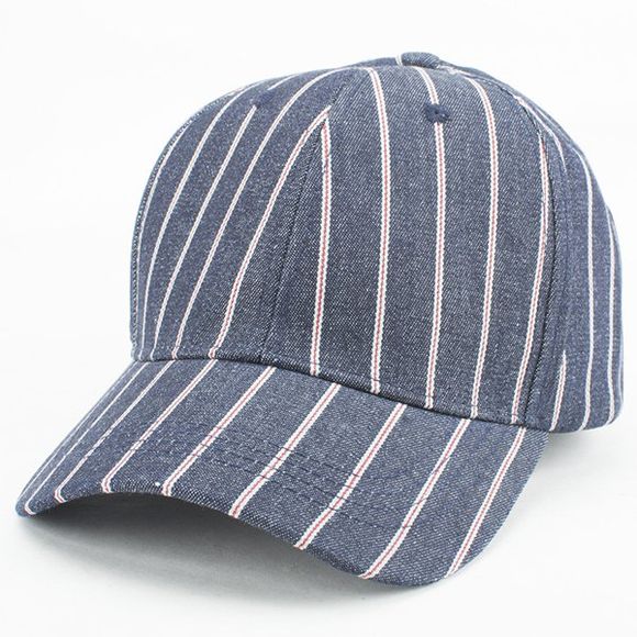 Motif mode vertical Stripe extérieur Denim Tissu Baseball Hat - Cadetblue 