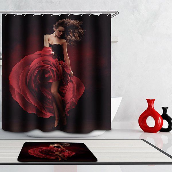 

High Quality Bathroom Dancing Girl Pattern Waterproof Shower Curtain, Colormix