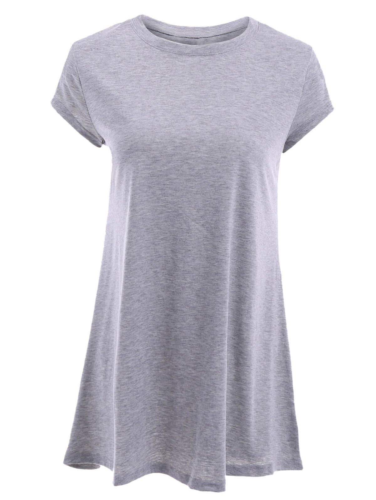 [17 OFF] 2021 Stylish Women's Round Neck Short Sleeve Gray TShirt In GRAY DressLily