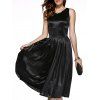 Elégant taille haute festonné Solid Color Women Dress  's - Noir L