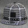Refroidir Summer Square Étiquetage Embellished Stripe et Chevron Motif Baseball Cap - Noir 