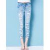 Neuvième-Longueur cassés Trou design amincissant Jeans - Bleu clair 27