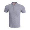 Sleeve Classic Pure Color Polo shirt pour les hommes court - Gris L