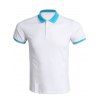 T-shirt de Color Block Splicing Polo Collar Men - Blanc S