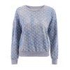 Frayed Denim Splicing Scoop Collar Long Sleeve Stylish Women's Sweatshirt - Bleu S