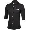 Métal Détail Bouton-Down Turn-Down Collar Three-Quarter Sleeves Men  's Shirt - Noir M