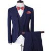 Vintage Plaid unique poitrine revers manches longues hommes d  'Three-Piece Suit (Blazer + Gilet + Pantalon) - Bleu 2XL