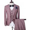 Vérifié unique poitrine revers manches longues hommes d  'Three-Piece Suit (Blazer + Gilet + Pantalon) - Rose 2XL