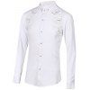 Turn-Down Collar Floral Embroidery Long Sleeve Button-Down Men's Shirt - Blanc 2XL