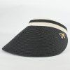 Chic Small Alloy Bowknot Embellished Open Top Women's Straw Visor - BLACK 