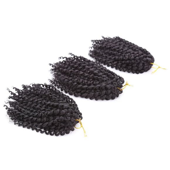 s 'Noir Courts Bouclés Braid Extension de cheveux exotique 3Pcs synthétique Femmes - Noir 