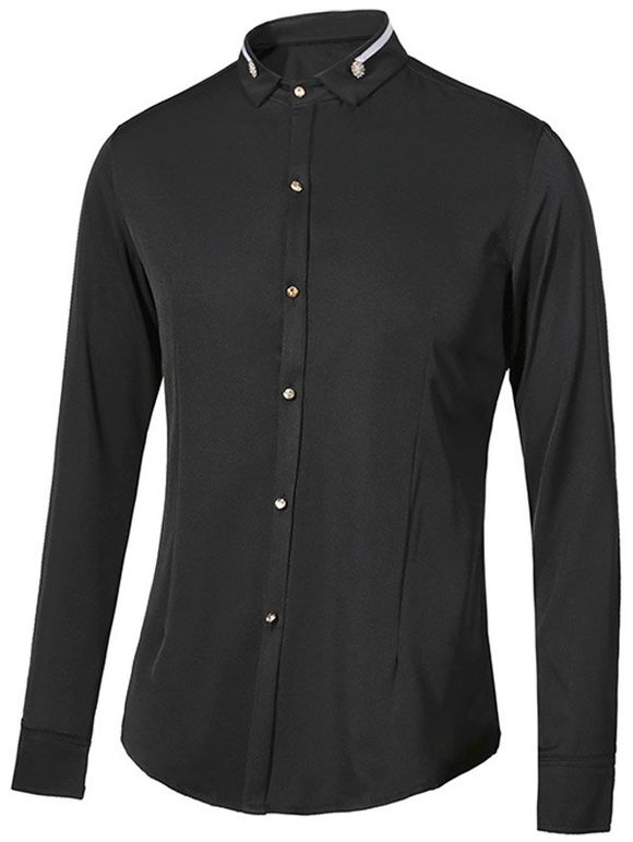 Tournez-Down Métal Collier de manches longues hommes  Shirt Agrémentée - Noir XL