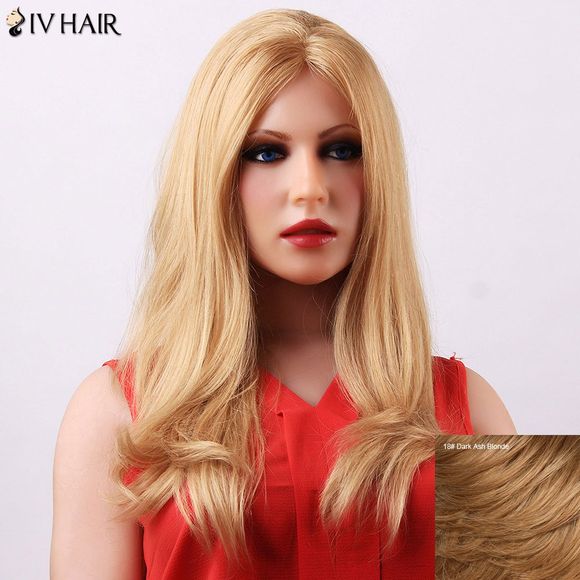 Fluffy Moyen Partie Longue naturelle Cheveux raides Siv humaine femmes s 'capless perruque - 18 Or Blonde Foncé 