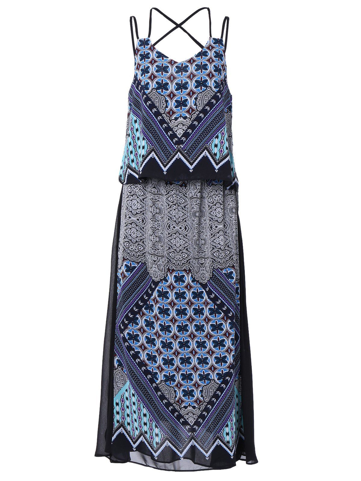 

Spaghetti Strap Tribal Print Tank Top + Maxi Chiffon Skirt Women's Twinset, Colormix
