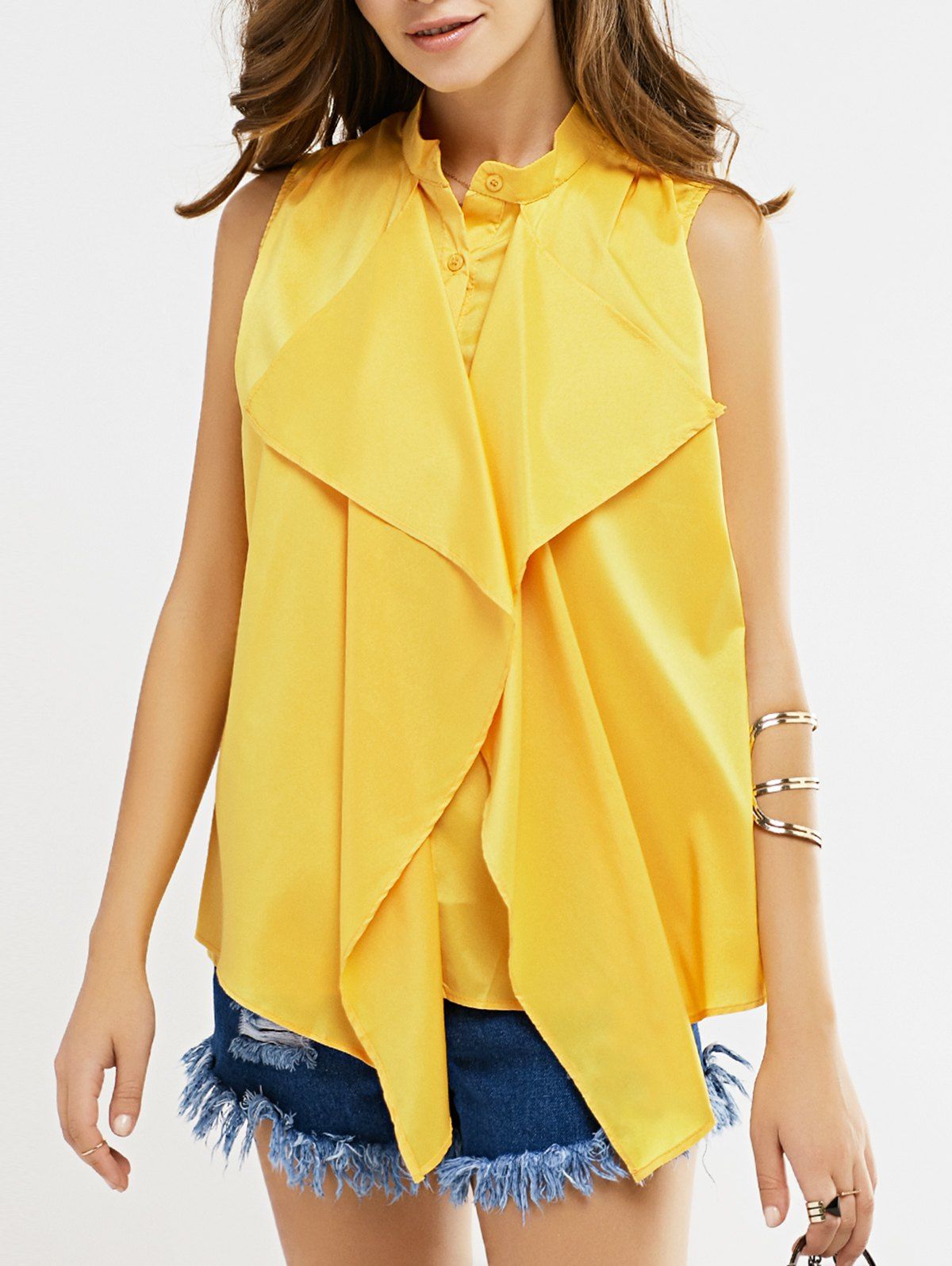 

Sleeveless Ruffle Blouse, Yellow