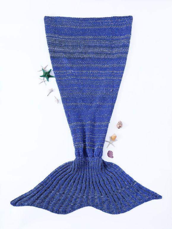 Couverture Queue de Sirène Tricotée au Crochet Qualité Chic Chaude - Bleu profond 