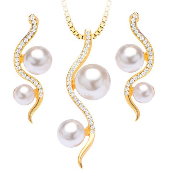 Un costume de Chic Faux collier de perles et boucles d'oreilles pour les femmes de serpent - d'or 