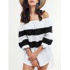 Off-The-Shouder Striped Blouse - Blanc et Noir S