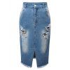Pocket design Furcal Ripped Denim Skirt - Bleu Toile de Jean XL