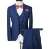 Plaid unique poitrine revers manches longues hommes d  'Three-Piece Suit (Blazer + Gilet + Pantalon) - Bleu XL