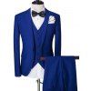 Solide Couleur unique poitrine revers manches longues hommes d  'Three-Piece Suit (Blazer + Gilet + Pantalon) - Bleu M