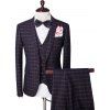 Plaid Pattern unique poitrine revers manches longues hommes d  'Three-Piece Suit (Blazer + Gilet + Pantalon) - Cadetblue L