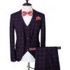 Simple boutonnage Plaid revers manches longues hommes d  'Three-Piece Suit (Blazer + Gilet + Pantalon) - Violet Foncé L