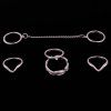 6 Piece chaîne Trendy strass Feuille V-Shape anneaux géométriques pour les femmes - Argent 