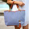 Stylish Stripe and Metallic Chains Design Shoulder Bag For Women - Bleu 