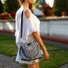 Stylish Houndstooth and Chain Design Shoulder Bag For Women - Blanc et Noir 