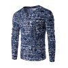 Boutons Design Abstrait Style Ethnique V-Neck Manches Longues Tee Shirt Homme - Bleu 2XL