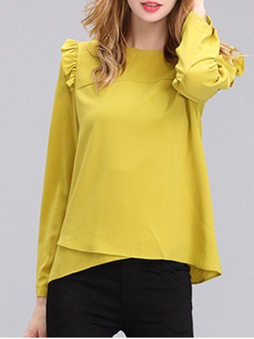 Chic Women's Pure Color Ruffled Long Sleeves Blouse
