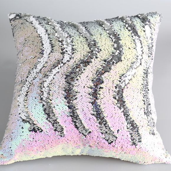 Creative Motif bricolage Iridescent Silvery Two Tone Pillow Case Paillettes - multicolore 