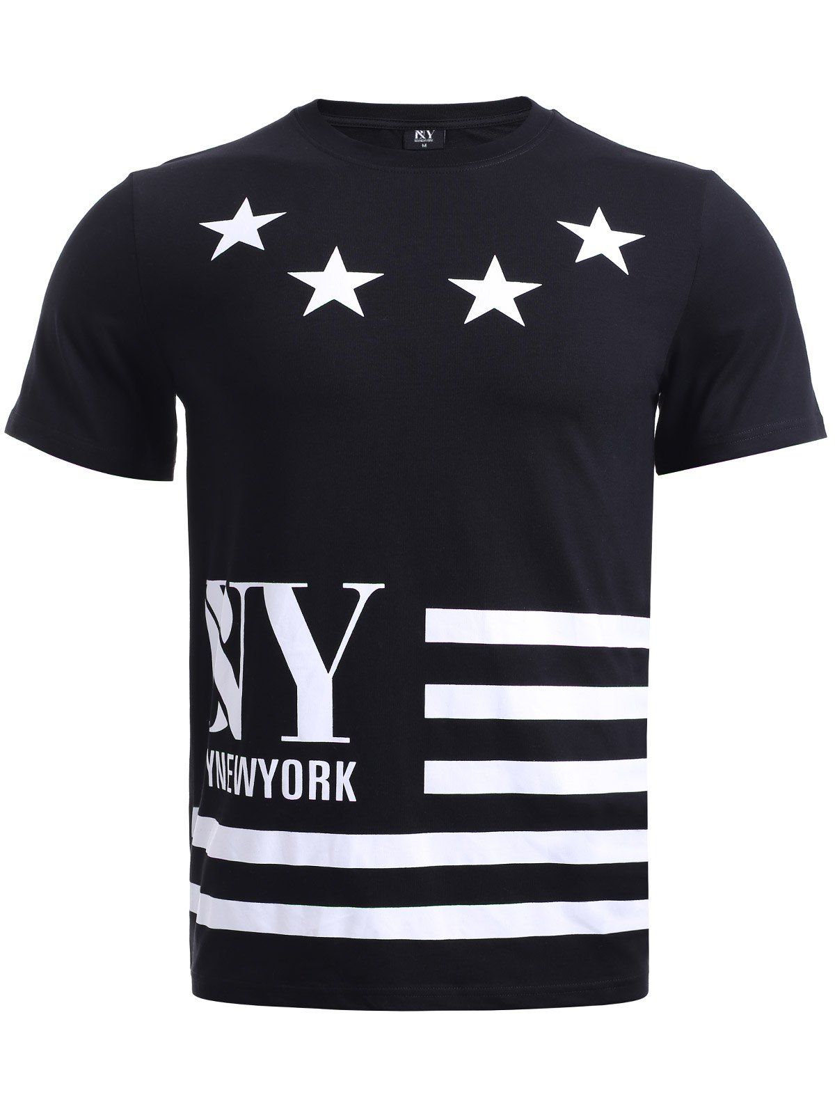 

BoyNewYork Star Stripes Pattern T-Shirt, Black