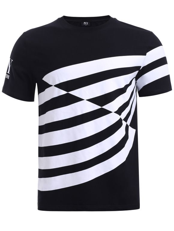 T-shirt à Rayures Contrastantes - Noir XL