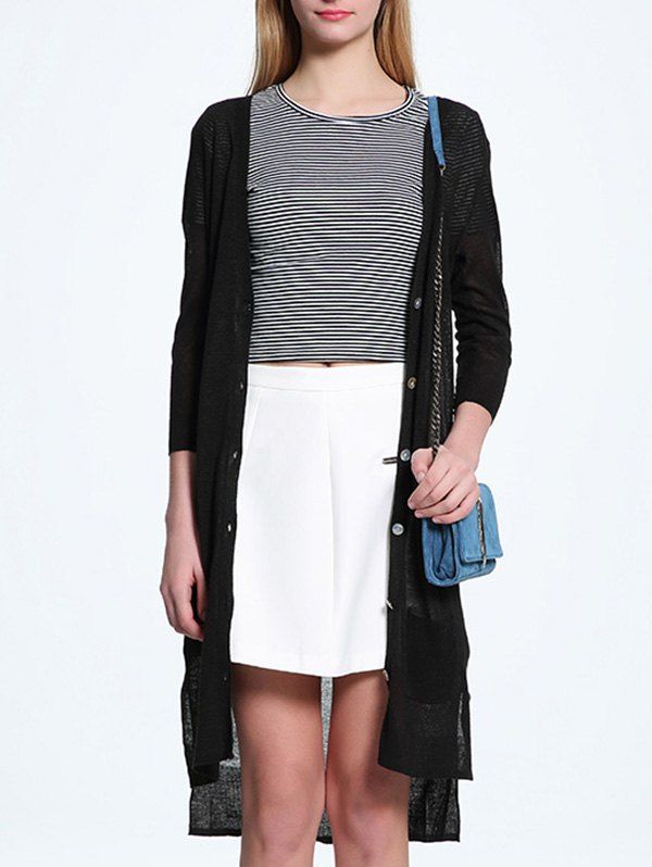 

Candy Color V Neck Thin Cardigan, Black