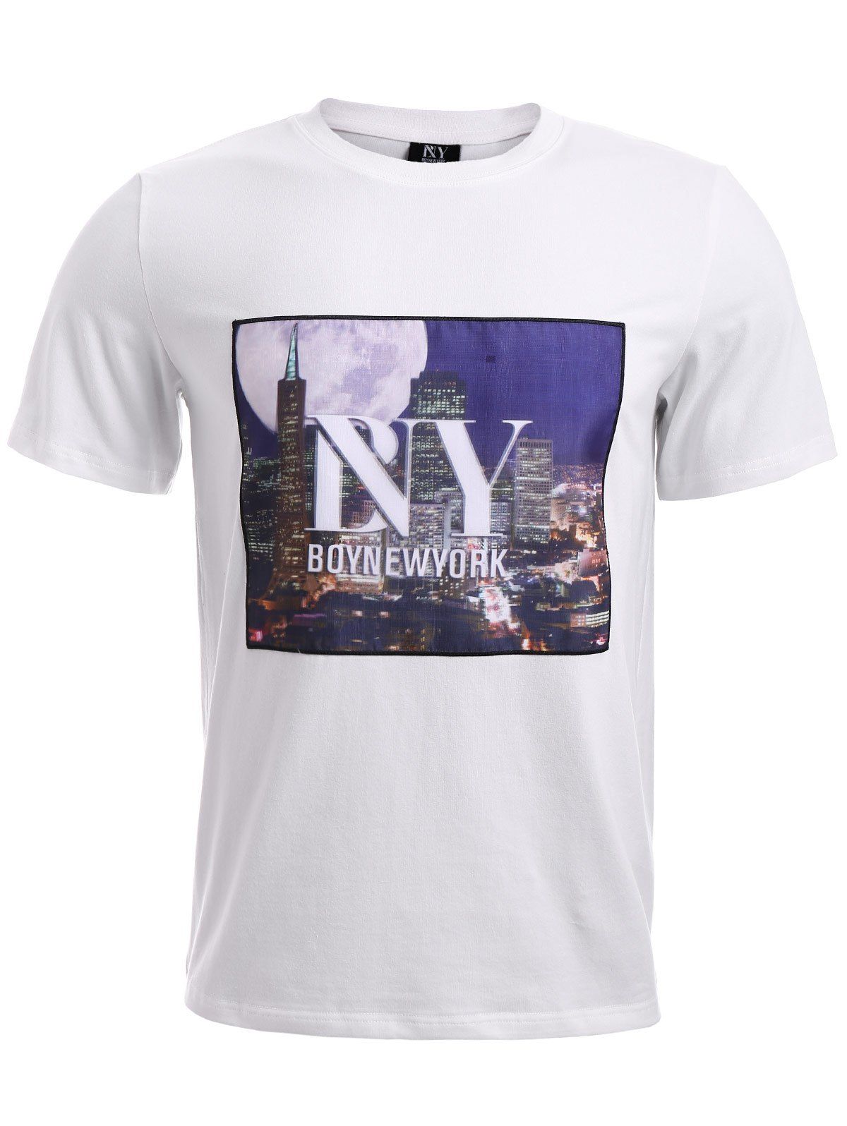 

BoyNewYork 3D City Building Printed T-Shirt, White