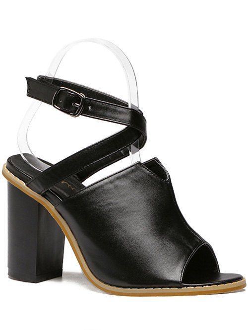 Trendy couleur noire et sandales Croix bretelles design femmes  's - Noir 38