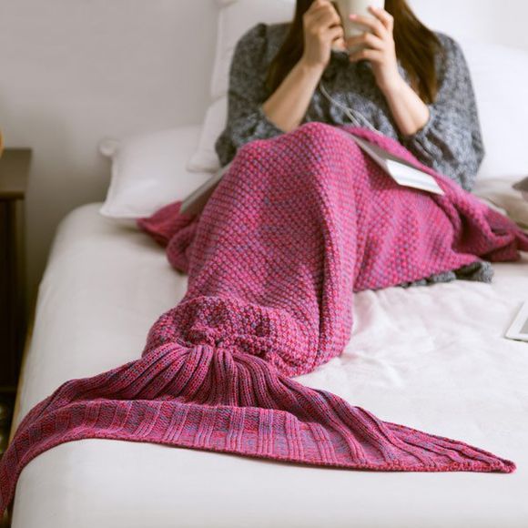Couverture de queue de sirène tricotée en filage de haute qualité - Violet L
