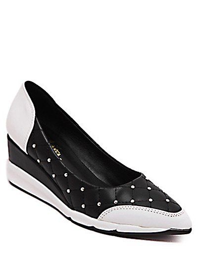 

Stylish Rivets and Argyle Pattern Design Women's Wedge Shoes, Black