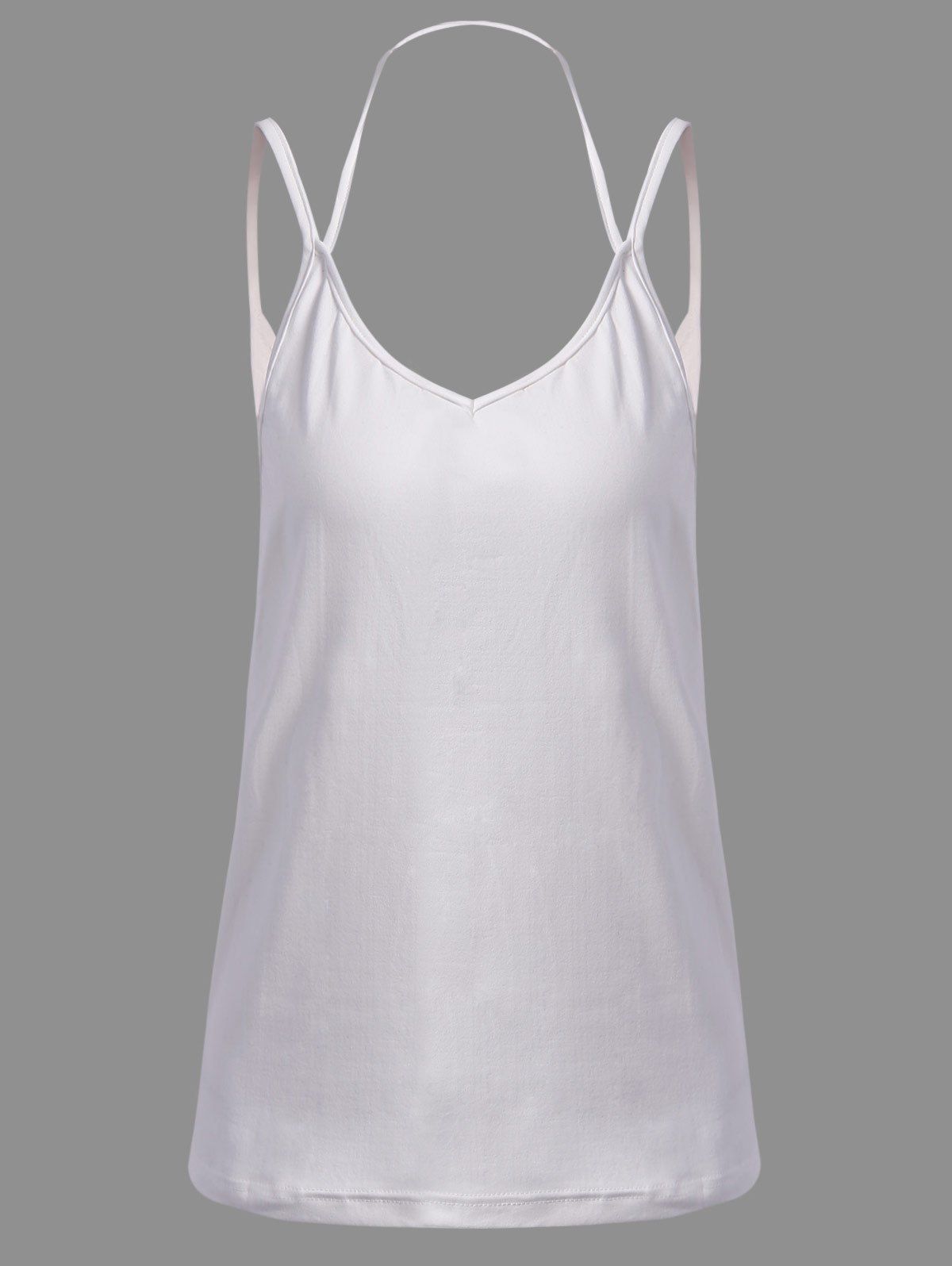 brief spaghetti strap open back tank top for women