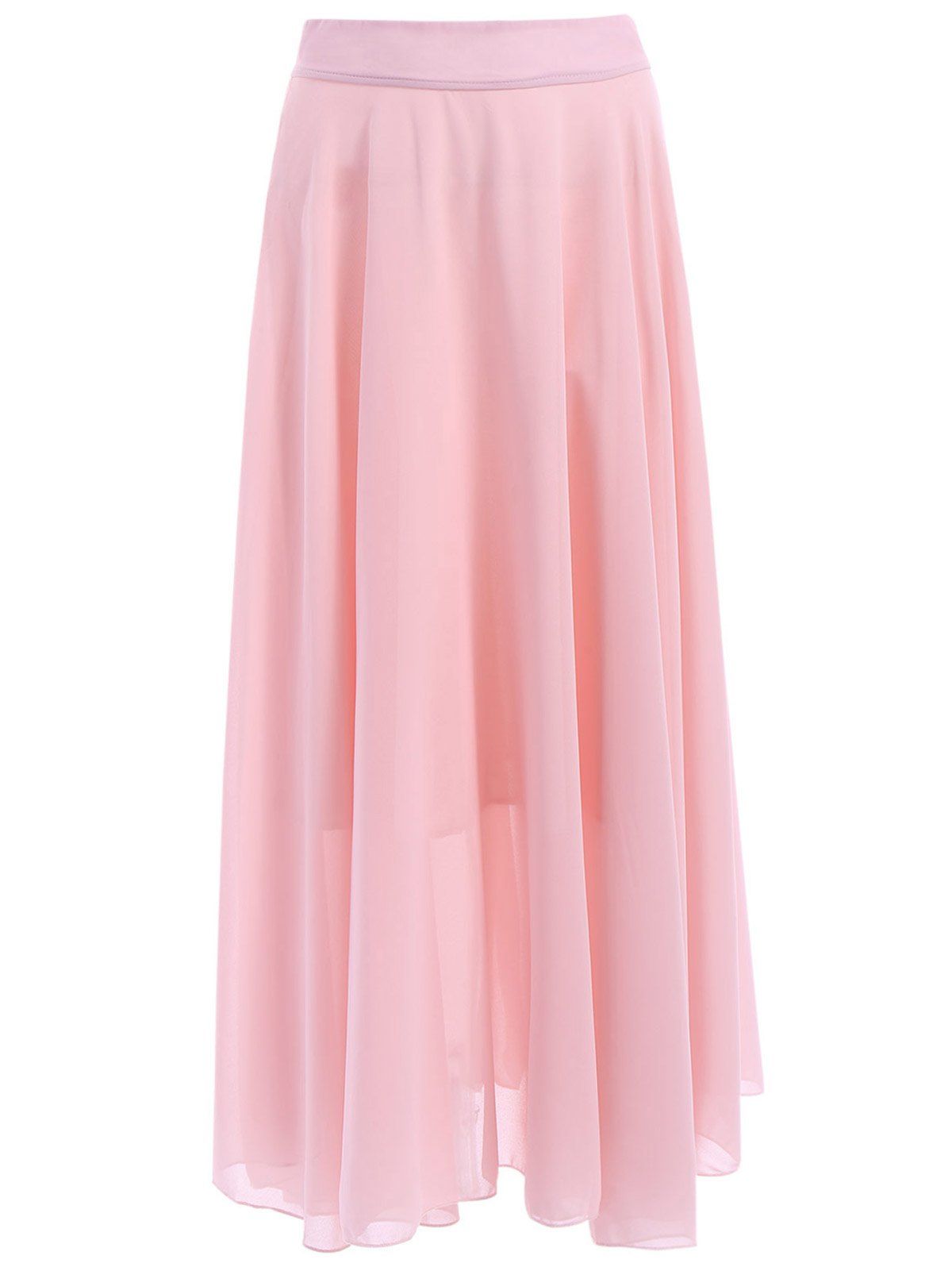 [41% OFF] 2020 Sweet High Waist Pleated Pink Maxi Skirt For Women In ...