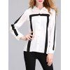 Stripe Color Block manches longues en mousseline de soie shirt - Blanc XL