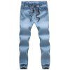 Casual Drawstring ceinture élastique bas ample Jeans pour les hommes - Bleu clair 3XL