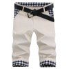 Zipper Fly jambe droite Vérifié Spliced ​​design Men  's Capri Pants - Blanc Cassé 34